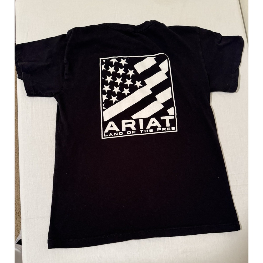 Ariat Shirt Flag American Original Graphic Tee Youth Medium Black Shirt Sleeve